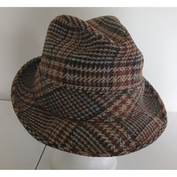 Vintage United Hatters Cap and Millinery Plaid Fedora Hat Size 6 7/8 RARE Lined - Picture 4 of 10